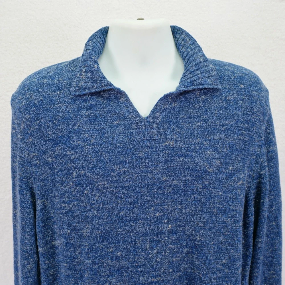 Express -Large- Blue Collared Sweater Acrylic Cotton Linen‎ Made In Italy Knit